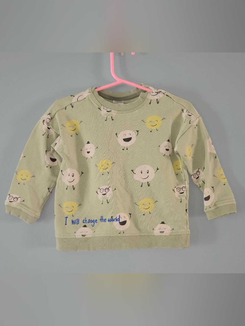 H&M Light Green Baby Sweatshirt with Sunny Character Print (12-18m)